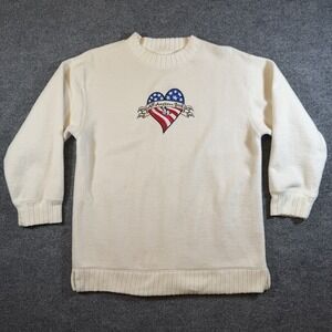 VTG Big Dogs‎ Crewneck Sweater Womens S All American Grrrl Patriotic Heart Y2K